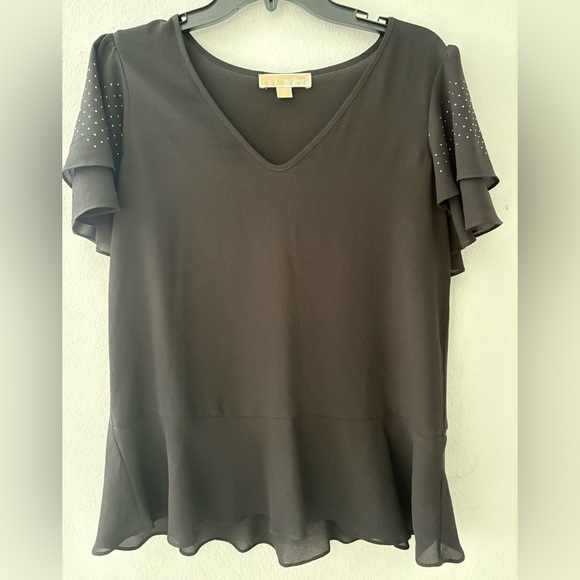 Michael Kors Tops - Michael Kors Black Blouse with Studded Sleeves